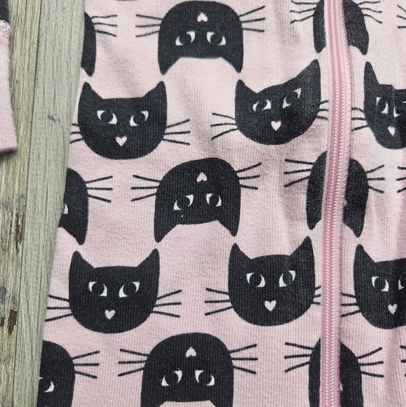 HALLOWEEN Hanna Andersson Pink With Black Cats Zippy Dize 6-12 Months - Picture 2 of 5